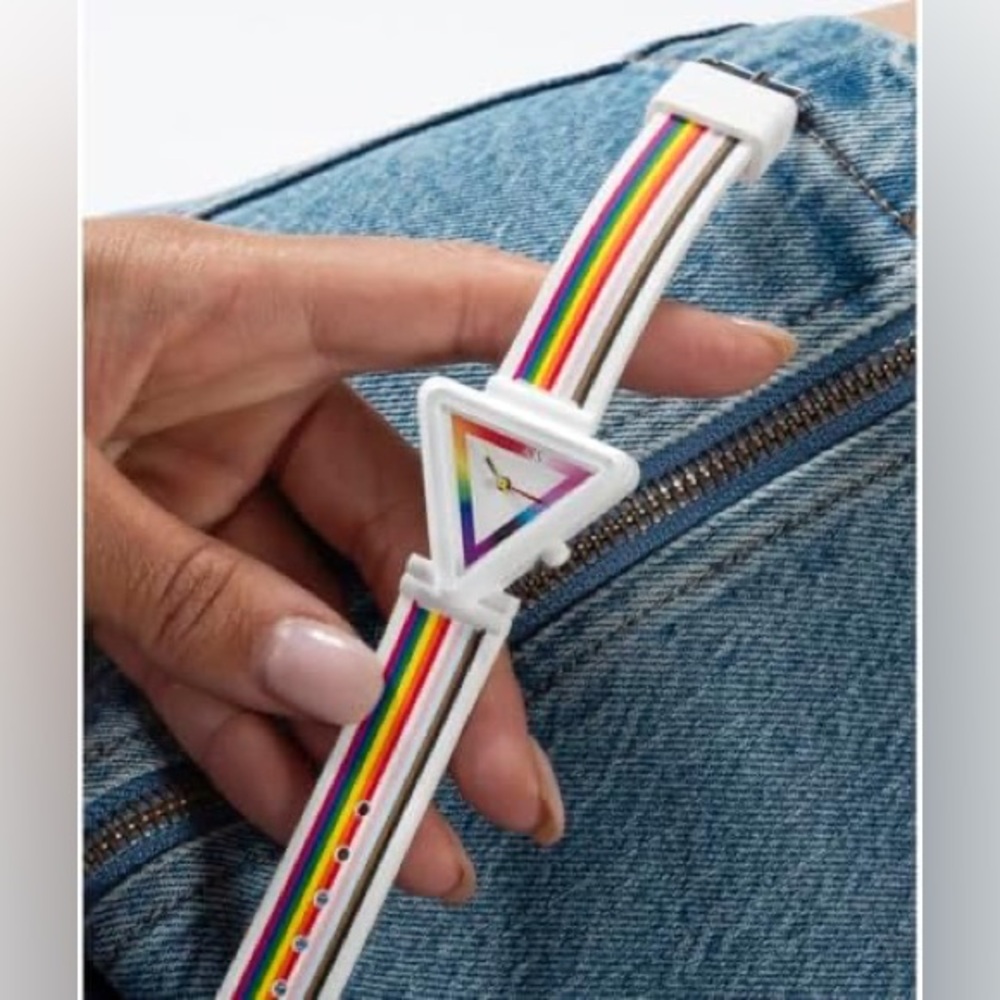 GUESS Women's 30mm Watch - Rainbow Strap, Rainbow Dial, White Case, Rainbow